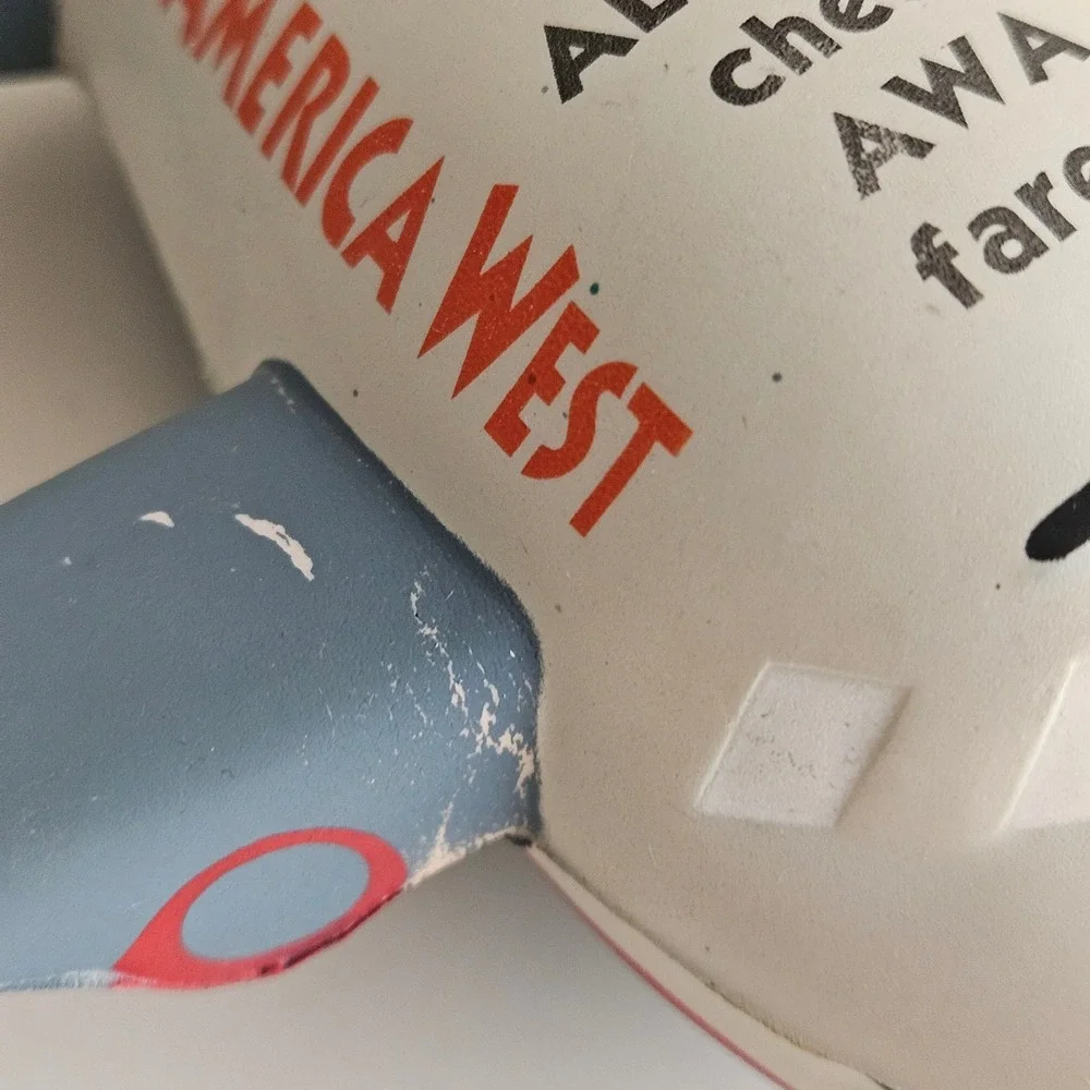 Vintage‎ America West Airlines Airplane Foam Stress Promo Toy White AWA Fares